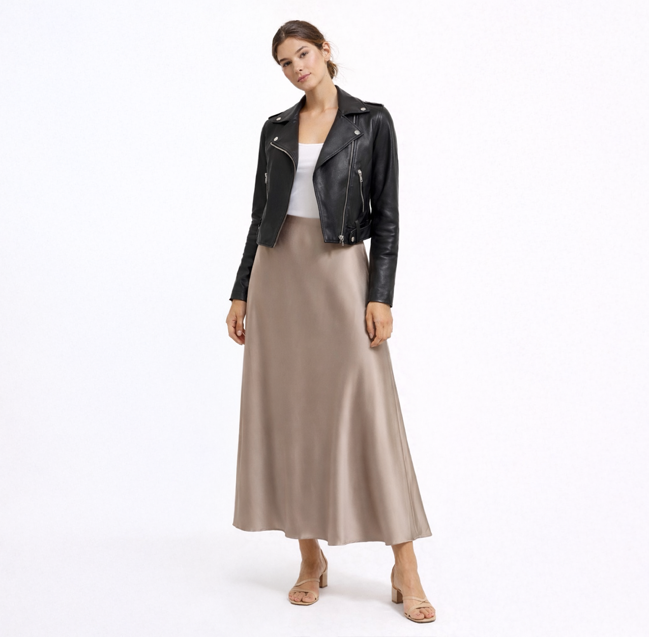 Champagne Satin Skirt